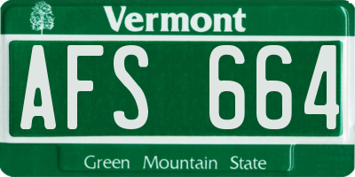 VT license plate AFS664