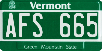 VT license plate AFS665