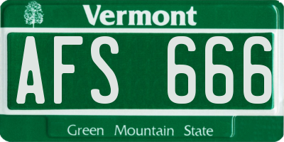 VT license plate AFS666