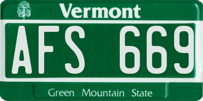 VT license plate AFS669
