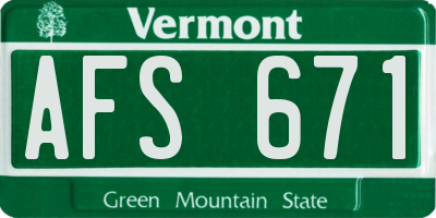 VT license plate AFS671