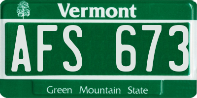 VT license plate AFS673