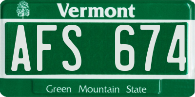 VT license plate AFS674
