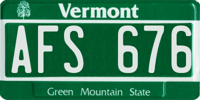 VT license plate AFS676