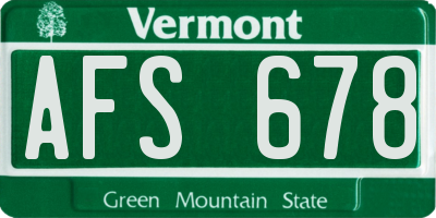 VT license plate AFS678