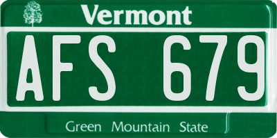 VT license plate AFS679