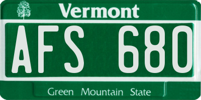 VT license plate AFS680