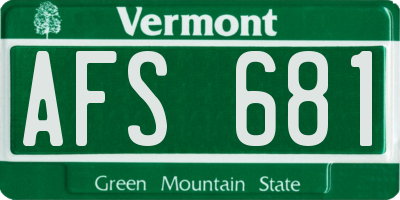 VT license plate AFS681