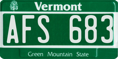 VT license plate AFS683
