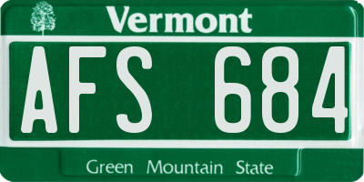VT license plate AFS684