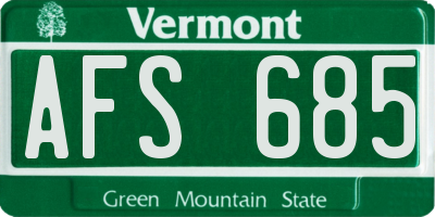 VT license plate AFS685