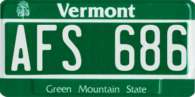 VT license plate AFS686