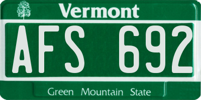 VT license plate AFS692