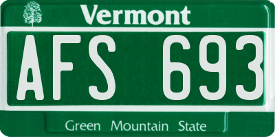 VT license plate AFS693