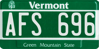 VT license plate AFS696