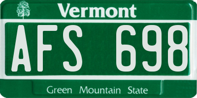 VT license plate AFS698