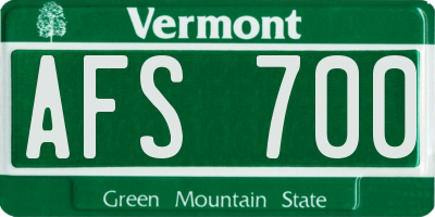 VT license plate AFS700