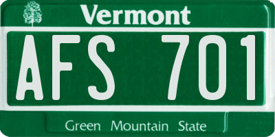VT license plate AFS701