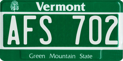 VT license plate AFS702