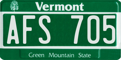 VT license plate AFS705