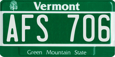 VT license plate AFS706