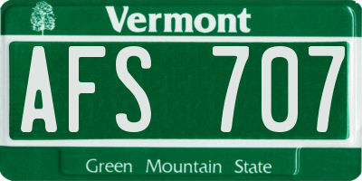VT license plate AFS707