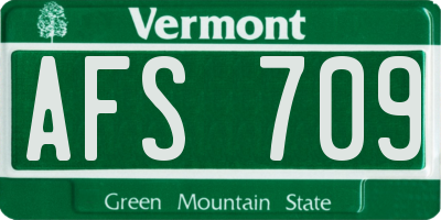 VT license plate AFS709