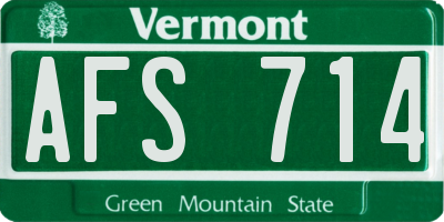 VT license plate AFS714