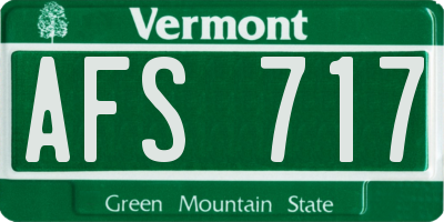 VT license plate AFS717