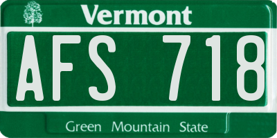 VT license plate AFS718