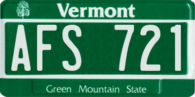 VT license plate AFS721