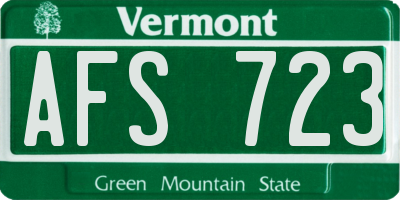 VT license plate AFS723
