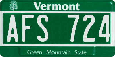 VT license plate AFS724