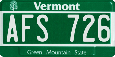 VT license plate AFS726