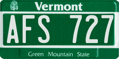 VT license plate AFS727