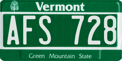 VT license plate AFS728
