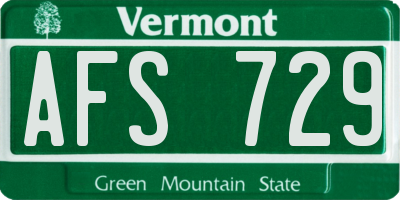 VT license plate AFS729