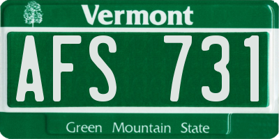 VT license plate AFS731