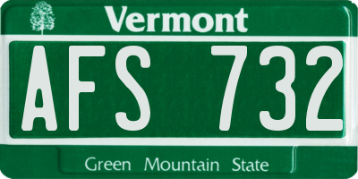 VT license plate AFS732