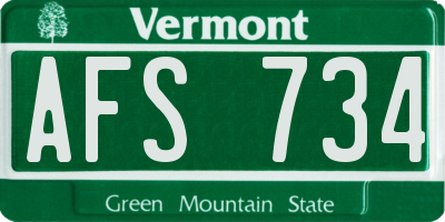 VT license plate AFS734
