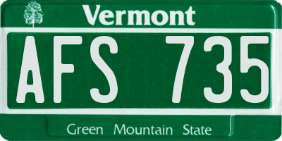 VT license plate AFS735