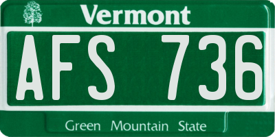 VT license plate AFS736