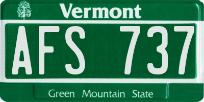 VT license plate AFS737