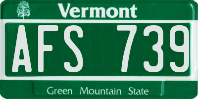VT license plate AFS739