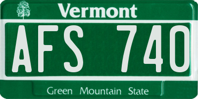 VT license plate AFS740
