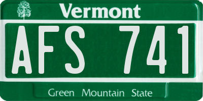 VT license plate AFS741
