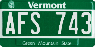 VT license plate AFS743
