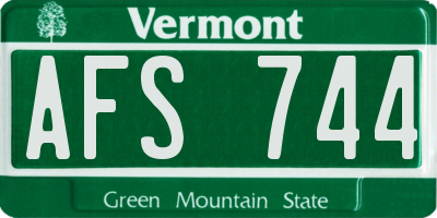 VT license plate AFS744