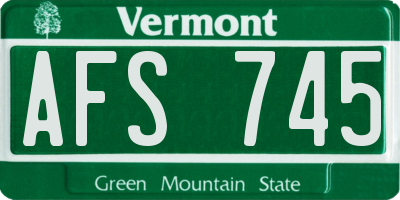 VT license plate AFS745