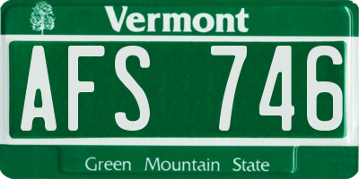 VT license plate AFS746
